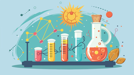 Chemistry Bulb Bar Graph. Statistic Concept Cartoon Vector