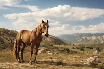 Fototapeta premium Horse in nature. Horse related topics. Animal world. Equestrian world.