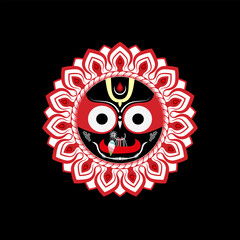 Ratha yatra festival design. A chariot of Jagannath, Baladeva, and Subhadra. Holiday banner greeting card Vector Design