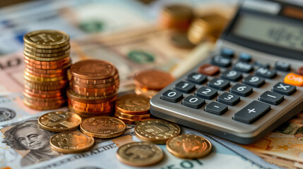 A calculator and financial documents, symbolizing budgeting and financial planning.