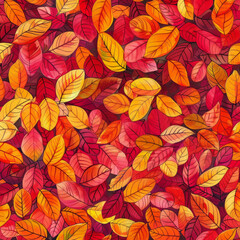 Vibrant Autumn Leaves Pattern for Fabric and Stationery Design