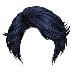 trendy woman disheveled hairs black colors . 
 beauty fashion .  realistic 3d 
