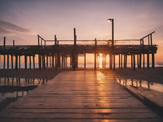 Obraz premium beautiful sunset at the beach, high ligth blue