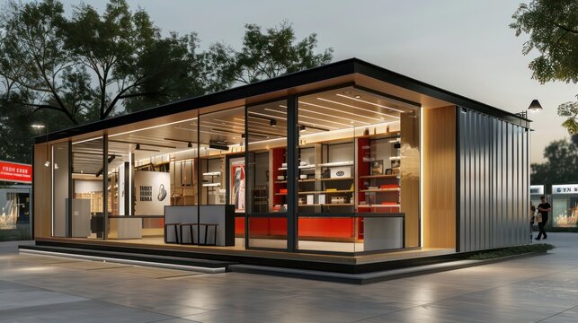 pop-up retail store with modular aluminum siding, easy to assemble and disassemble, reflecting the flexibility and adaptability of the material for temporary structures