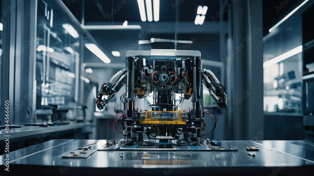 Aufkleber futuristic robotic laboratory with precision microchip assembly