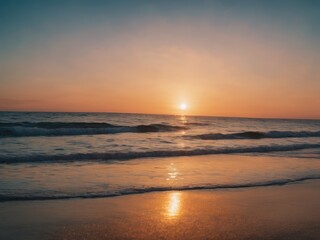 Fototapeta premium beautiful sunset at the beach, high ligth blue