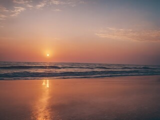 Obraz premium beautiful sunset at the beach, high ligth blue