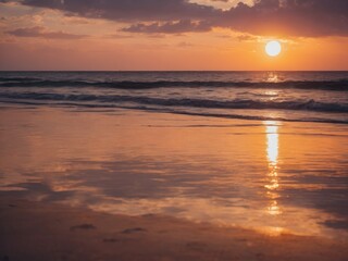 Fototapeta premium beautiful sunset at the beach, high ligth blue