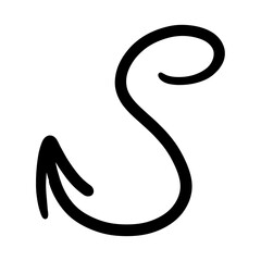 One black drawn arrow isolated on white