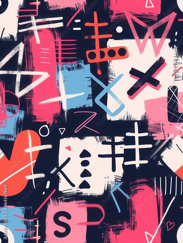 Aufkleber vibrant and abstract art background featuring trending social media hashtags and icons. ideal for di