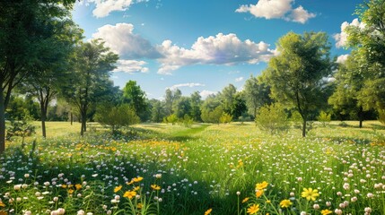 Summer landscape view with fresh clean appeal