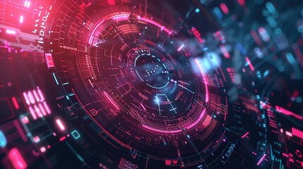Fototapeta premium Futuristic Technology Background. Abstract Digital Interface with Glowing Lights