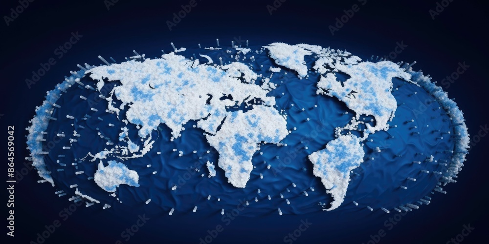 Poster digital globe with glowing network lines and nodes representing global communication and data exchan
