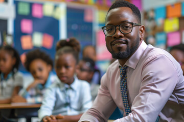 Fototapeta premium African-American Teacher Leading an IT Lesson in a Classroom Setting