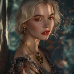 
Portrait of an elegant and glamorous woman.