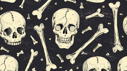 background with simplified bone shapes arranged in a pattern, using minimalistic design to evoke the Halloween theme of skeletons and bones