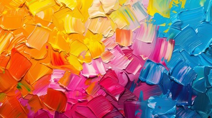 Painting with paints. Bold, thick strokes of acrylic or oil paint on canvas