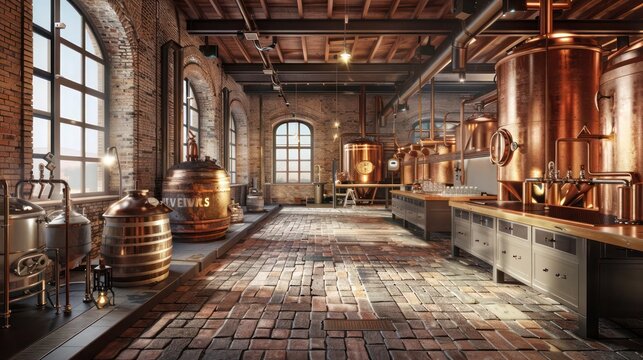 traditional brewery with thick brick walls, maintaining the optimal temperature for brewing and fermenting beer using age-old techniques