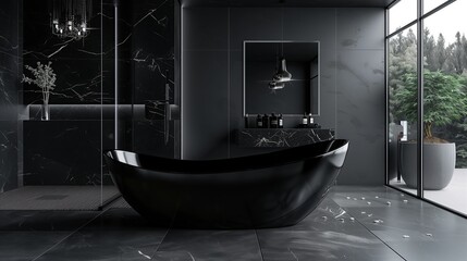 Stylish bathroom in black and white