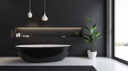 Stylish bathroom in black and white