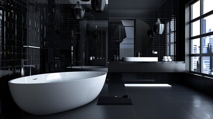 Stylish bathroom in black and white