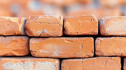 Brick wall texture. Orange bricks in construction material