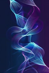 Abstract blue wave pattern with glowing lines and dots, vertical, copy space