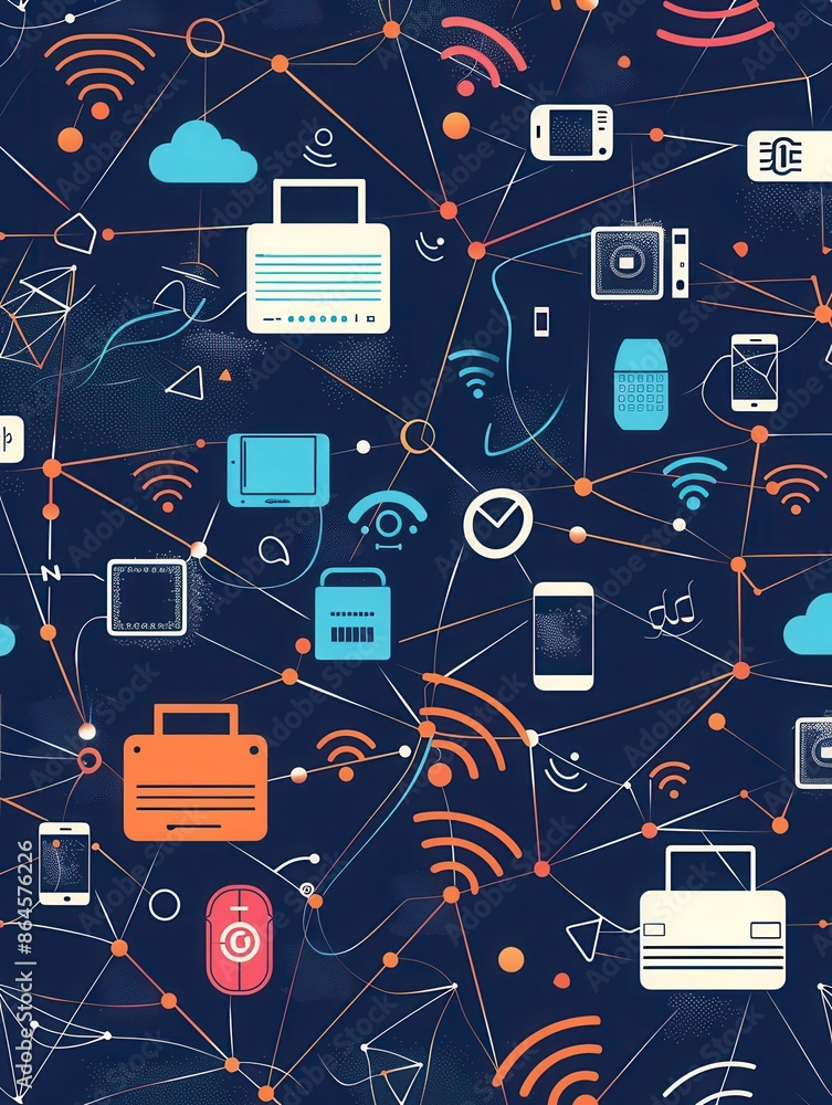 Leinwandbilder an illustration depicting a network of interconnected devices, including routers, modems, and smart 