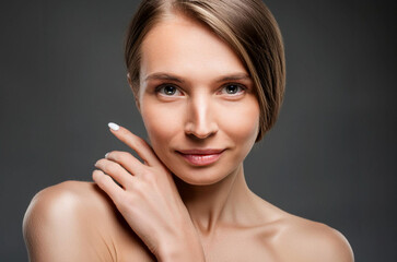 portrait of a woman looking at camera under studio light