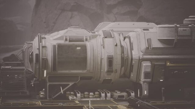 A futuristic research base designed for settlers on an alien planet, showcasing advanced technology and innovation.