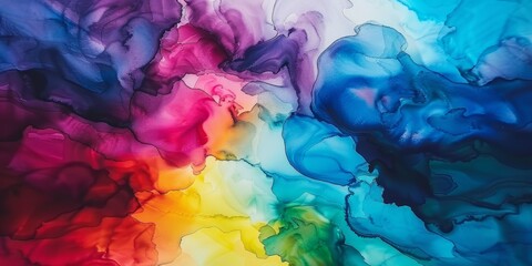 Abstract watercolor art: vibrant colors blending