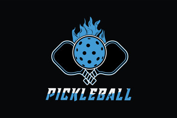 Pickleball Logo Design Illustration on Black Background suitable for Game, Sport or Club Logo - Pickleball sports logo
