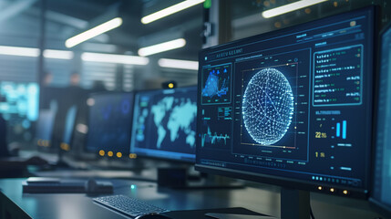 Close-up of a computer screen displaying an antivirus scan in progress