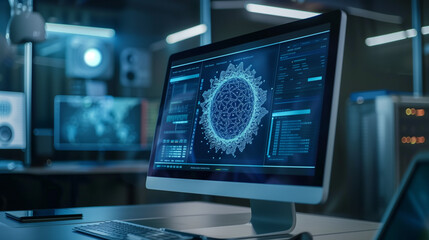 Close-up of a computer screen displaying an antivirus scan in progress