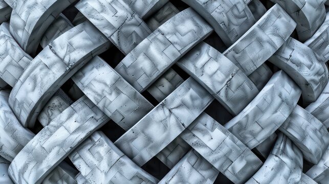 White interwoven abstract pattern with metallic texture