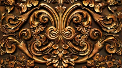 Intricate gold leaf pattern with floral and scroll motifs