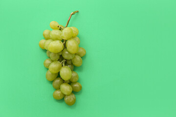 Sweet green grapes on color background