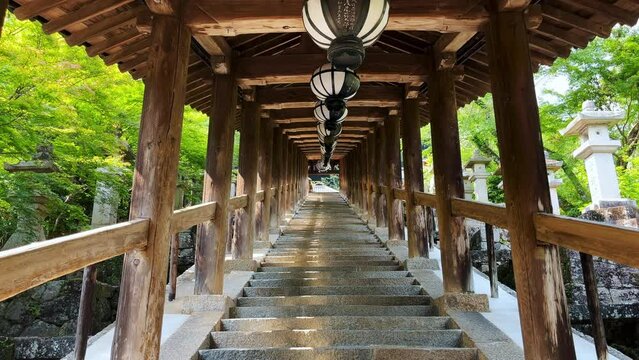 奈良 総本山長谷寺の登廊と吊灯籠