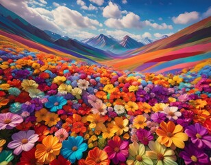 Paisaje de flores pequeñas coloridas