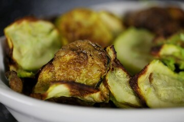 crispy air-fried zucchini fritters close-up
