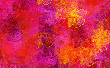 Dark Pink, Yellow vector natural backdrop with flowers.