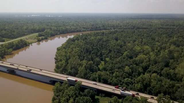 Aerial view of a highway in the Atchafalaya basin
