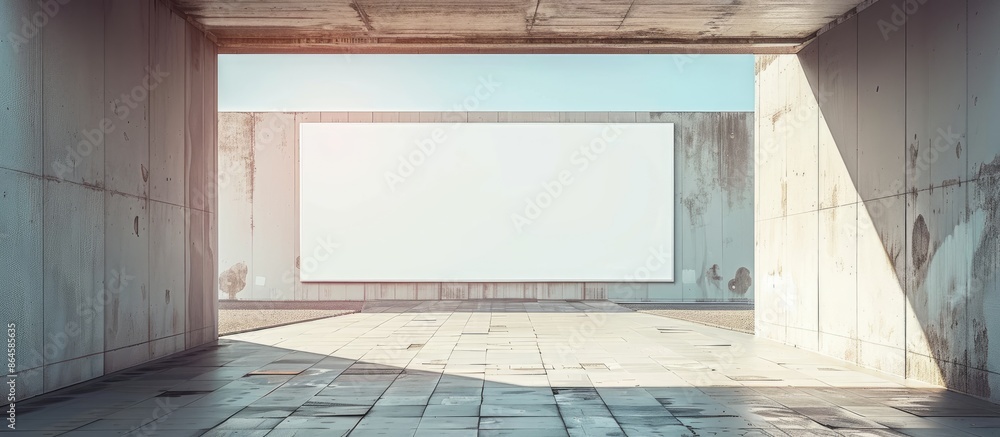 Poster spacious billboard on a wall with banners offering ample copy space image for your own text.