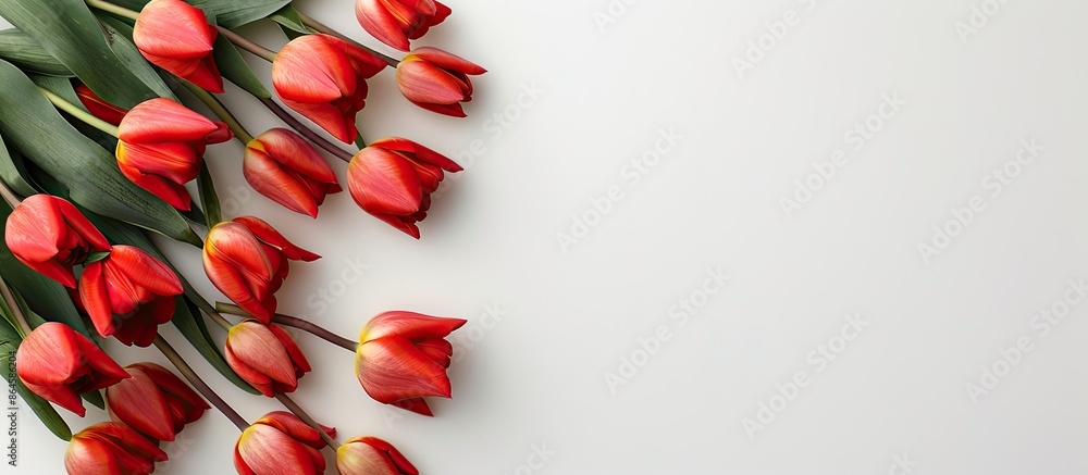 Aufkleber tulips displayed on a white backdrop with copy space image.