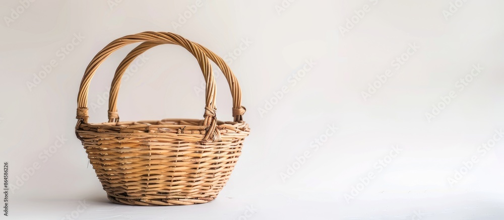 Poster an empty basket set against a white backdrop for your copy space image.