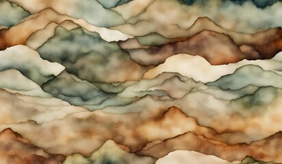 Watercolor background featuring earth-tone landscapes inspired by nature's colors, capturing a serene and natural aesthetic ideal for artistic and decorative applications.