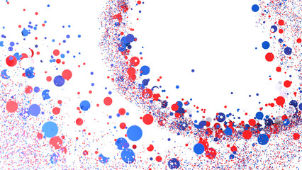 Confetti - A blue glitter confetti border with red and blue Confetti on white