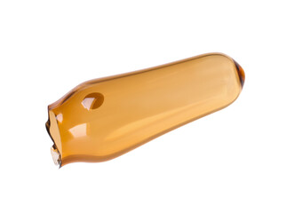 Conical tip of open glass ampoule isolated on white