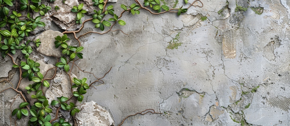 Poster stone and tree textures on a gray natural background with ample copy space image.