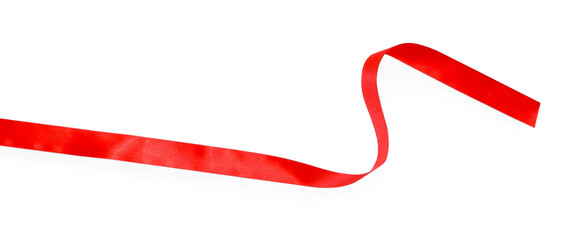 One red silk ribbon isolated on white